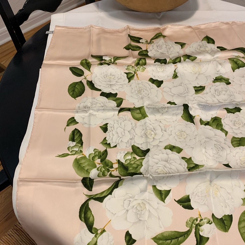 Chanel Pink Silk Flora Scarf